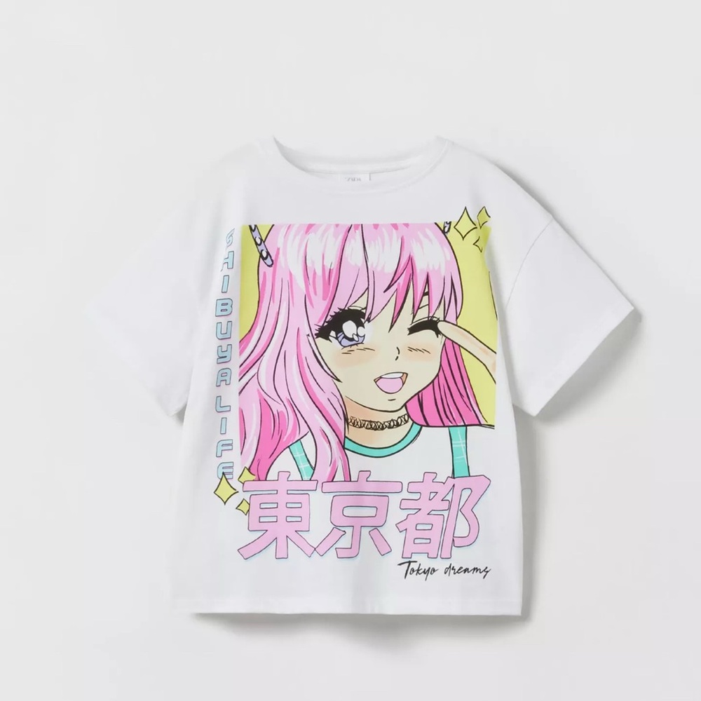 Zara Anime Graphic T-Shirt.  Size 7